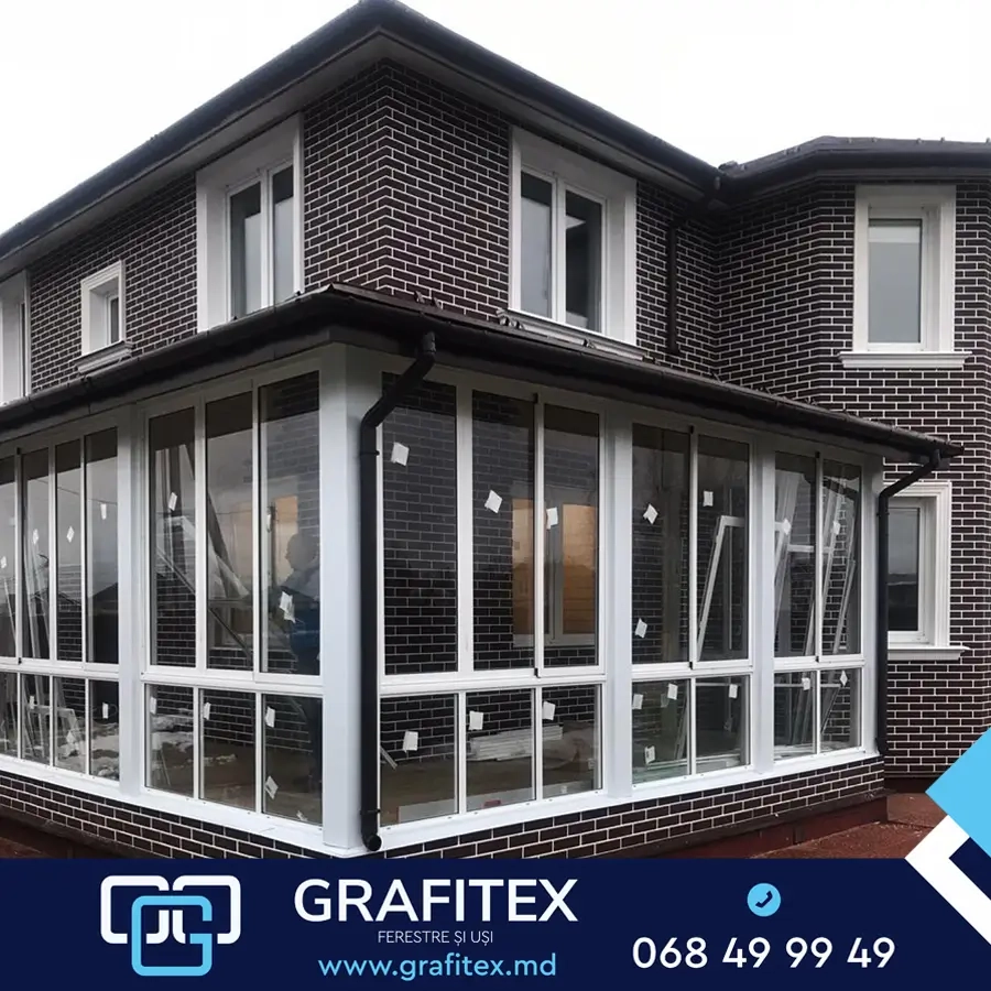 VEKA PVC balcony block for a home, Grafitex installation in Moldova